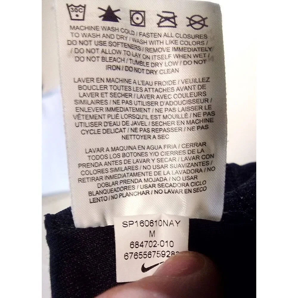 Nike DRI Fit Black Elastic + Drawstring Track Pants Zippered Ankles And Pockets